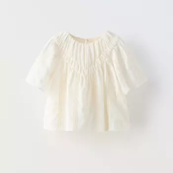 Блузка Zara Embroidered, экрю