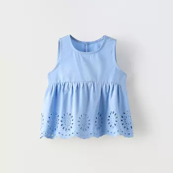 Блузка Zara Embroidered, синий