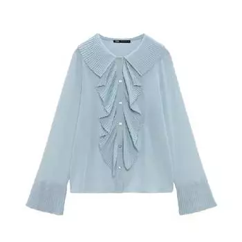 Блузка Zara Jabot Frills, голубой