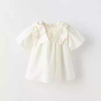 Блузка Zara Poplin, желтовато-белый