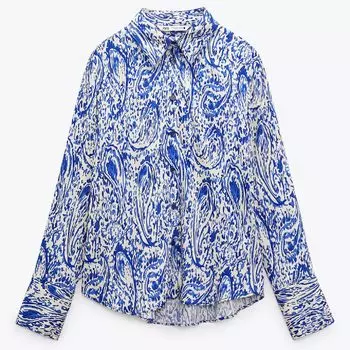 Блузка Zara Printed Satin, мультиколор