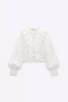 Блузка Zara Ruffled, белый