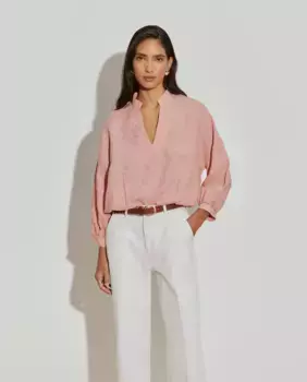 Блузка женская льняная с квадратами Lion of Porches, розовый