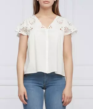 Блузка женская Pepe Jeans London ажурная с коротким рукавом, белый