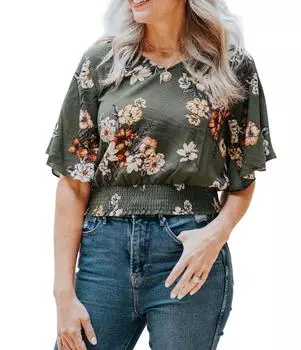 Блузка женская SHE + SKY, оливковый