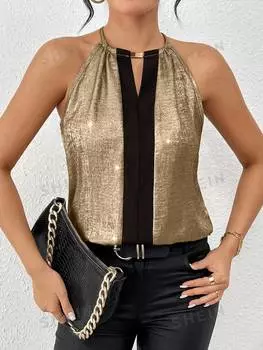 Блузка женская Shein Frenchy с цветными блоками, золотой