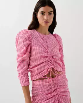 Блузка женская со сборкой и подплечниками Scalpers, розовый