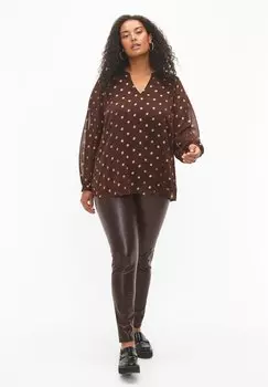 Блузка Zizzi BEDRUCKTE MIT V-AUSSCHNITT, бежевый в горошек