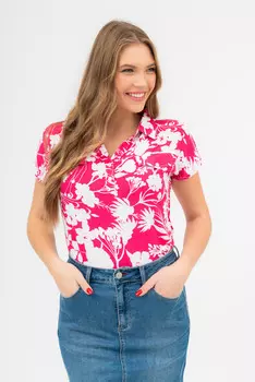 Блузкас короткими рукавами Budmil, розовый/белый