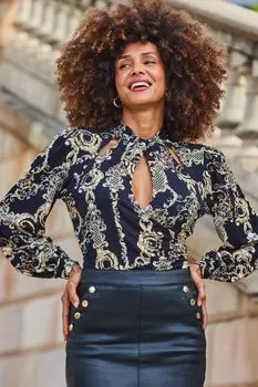 Блузки каплевидной формы с узором в стиле барокко Sosandar, черный