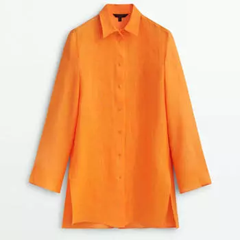 Блузки Massimo Dutti Oversize Linen, оранжевый