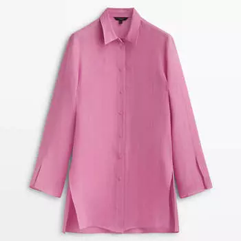 Блузки Massimo Dutti Oversize Linen, розовый