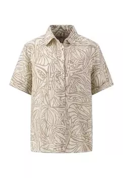 Блузки-рубашки из льна, короткий рукав, блузочный воротник, женские FYNCH-HATTON, цвет Safari Beige