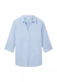 Блузки-рубашки, рукав 3/4, воротник «Кент», женские Tom Tailor, цвет Dreamy Blue