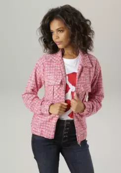 Блузон Aniston CASUAL, выполненный из качественного пестрого букле жаккарда - НОВАЯ КОЛЛЕКЦИЯ, белый