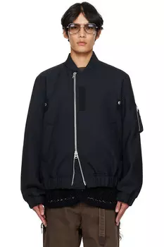 Блузон-бомбер из костюмной ткани Sacai, синий
