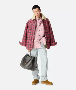 Блузон из овчины с принтом Bottega Veneta, красный/черный