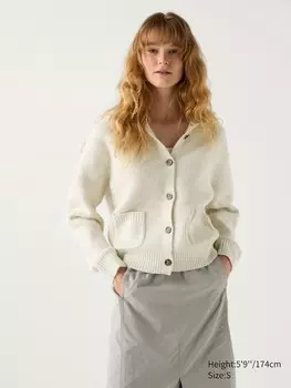 Блузон из трикотажной пряжи для суфле Uniqlo, белый