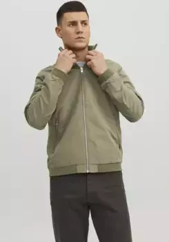 Блузон Jack & Jones "JJERUSH HARRINGTON BOMBER NOOS", зеленый
