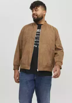 Блузон Jack & Jones PlusSize "JJEROCKY FAUX SUEDE BOMBER PLS", цвет Cognac