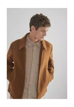 Блузон, отложной воротник, двусторонняя молния, мужской SELECTED, цвет Camel