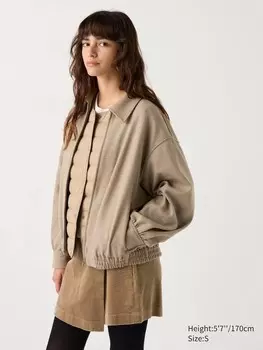 Блузон оверсайз из матового джерси большого размера Uniqlo, бежевый