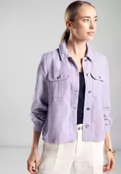 Блузон STREET ONE, без капюшона, из вельвета в стиле рубашки, цвет Bright Lilac