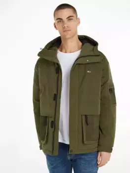 Блузон Tommy Jeans "TJM TECH JACKET", с капюшоном, зеленый