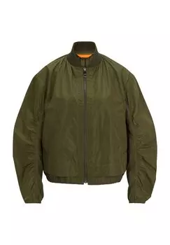 Блузон, воротник стойка, фасон oversize, женский Hugo Boss, цвет Dark Green
