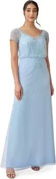 Блузонное платье из бисерной сетки Adrianna Papell, цвет Elegant Sky