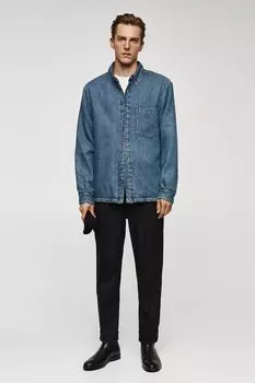 Блюзовая джинсовая рубашка Mango, синий