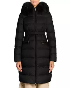 Боэдик Утеплённое Пальто с Поясом Moncler, черный