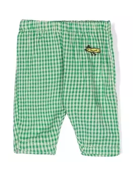 Bobo Choses брюки в клетку гингем с вышитым логотипом, зеленый