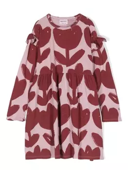 Bobo Choses платье из органического хлопка с цветочным принтом, фиолетовый