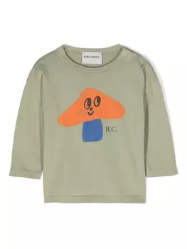 Bobo Choses платье с длинными рукавами и принтом, зеленый