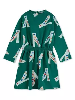 Bobo Choses платье с графическим принтом, зеленый