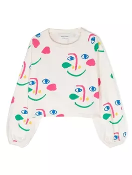 Bobo Choses укороченная толстовка Smiling Mask, нейтральный цвет