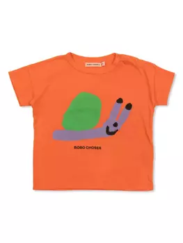 Бобо выбирает забавную футболку с улиткой Bobo Choses, оранжевый