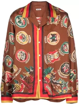 BODE атласная рубашка State Seal, коричневый