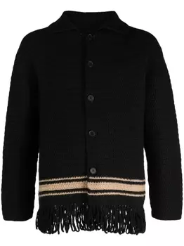BODE fringed wool cardigan, черный