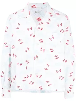 BODE graphic-print cotton shirt, белый