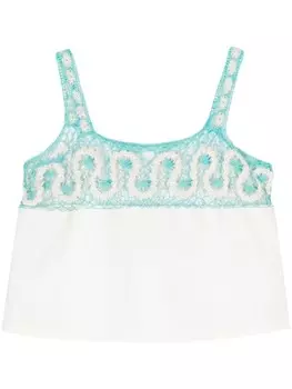 BODE майка с кружевом рябь, белый