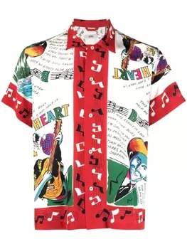 BODE шелковая рубашка с графичным принтом, белый