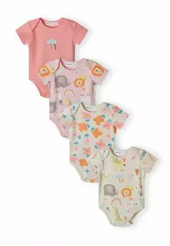 Боди 4 PACK SHORT SLEEVE MINOTI, цвет pink off white coral