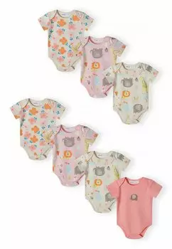 Боди 7 PACK SHORT SLEEVE MINOTI, цвет pink off white coral