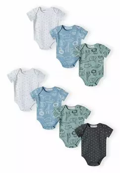 Боди 7 PACK SHORT SLEEVE MINOTI, цвет mint white grey