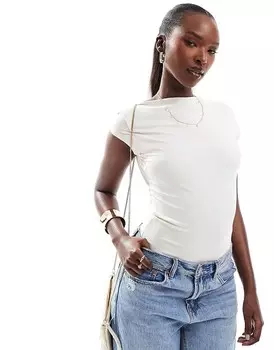 Боди Abercrombie & Fitch кремово-белого цвета с квадратным вырезом и глубоким вырезом на спине