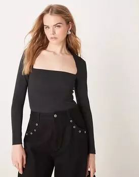 Боди Abercrombie & Fitch с квадратным вырезом, черный