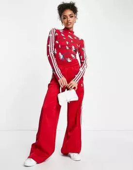 Боди adidas Originals x Thebe Magugu с красным принтом по всей поверхности