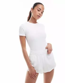 Боди Agon с круглым вырезом в белый рубчик